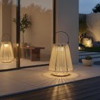Handwoven Rattan Solar Portable Lantern — Retro Style Warm Ambient