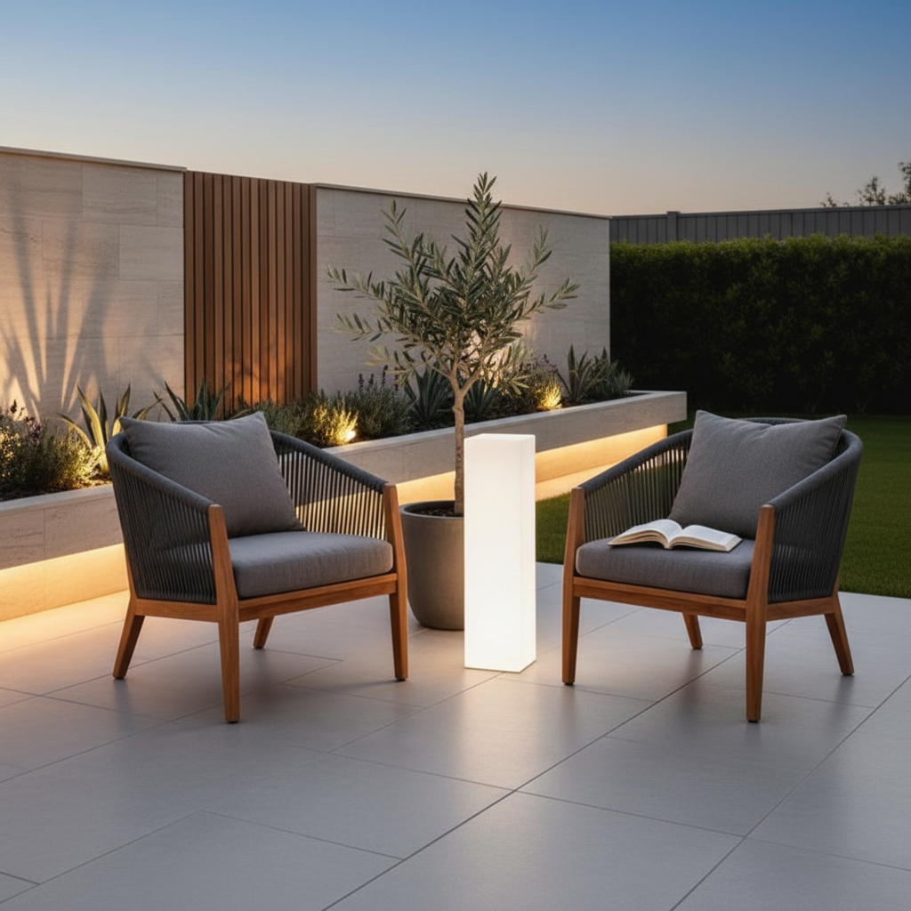 Hardwired RGB Remote Control Outdoor Floor Lamp — Square Modern Design