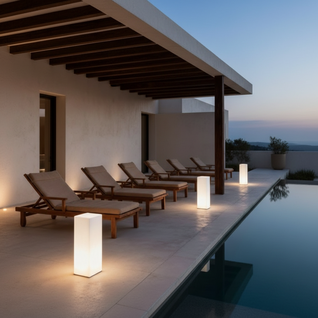Hardwired RGB Remote Control Outdoor Floor Lamp — Square Modern Design