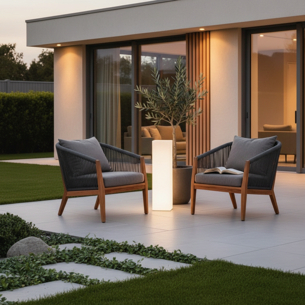 Hardwired RGB Remote Control Outdoor Floor Lamp — Square Modern Design