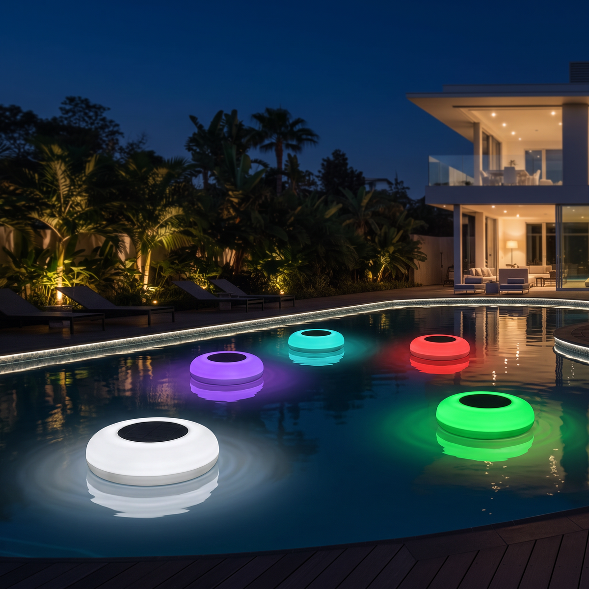 Solar RGB floating pond light - multicolour RGB display, night pool setting