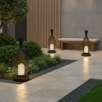 Industrial Caged Stainless Steel Outdoor Garden Floor Lamp — Waterproof