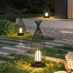 Industrial Caged Stainless Steel Outdoor Garden Floor Lamp — Waterproof