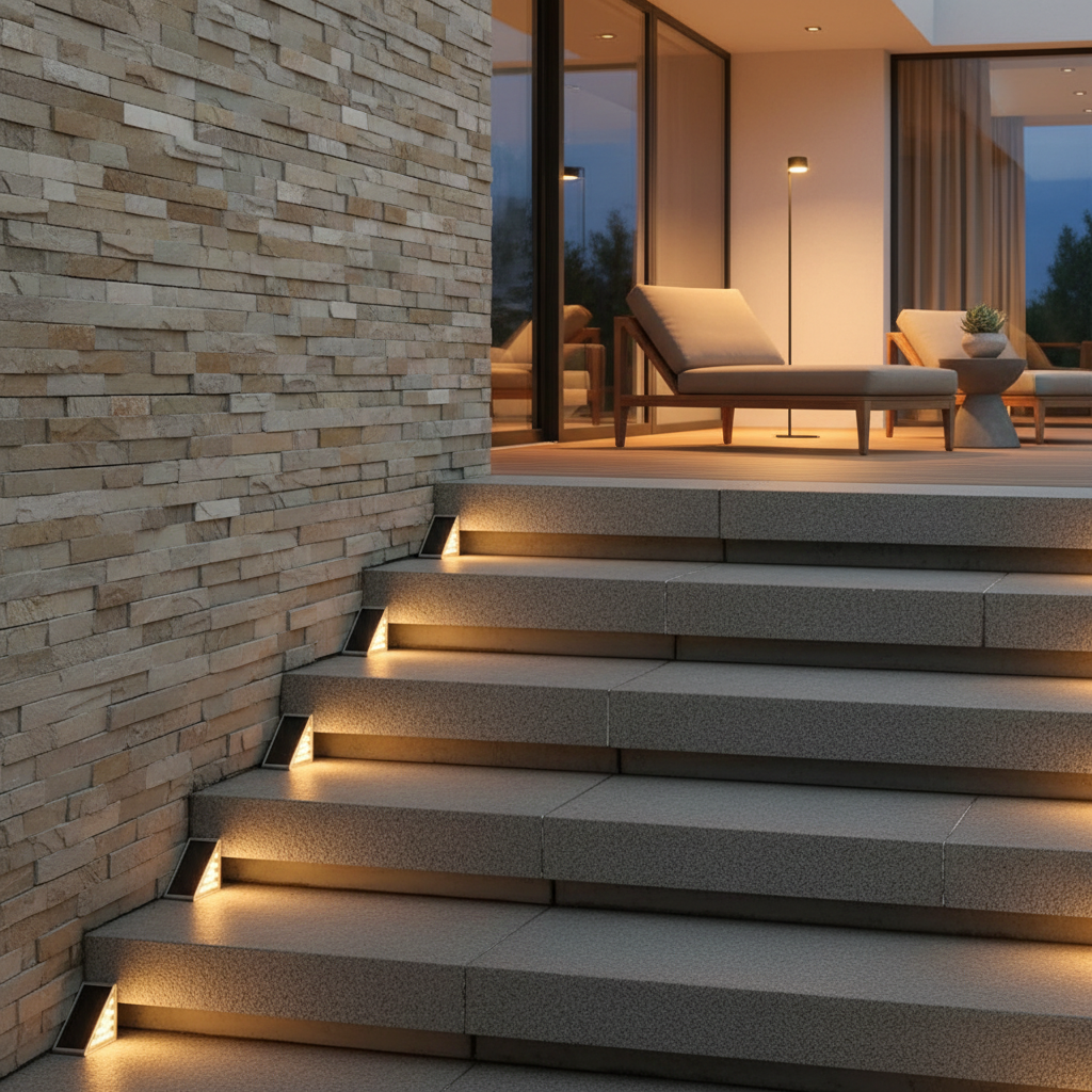 IP65 Warm White LED Outdoor Step Light — Low Profile Modern Garden