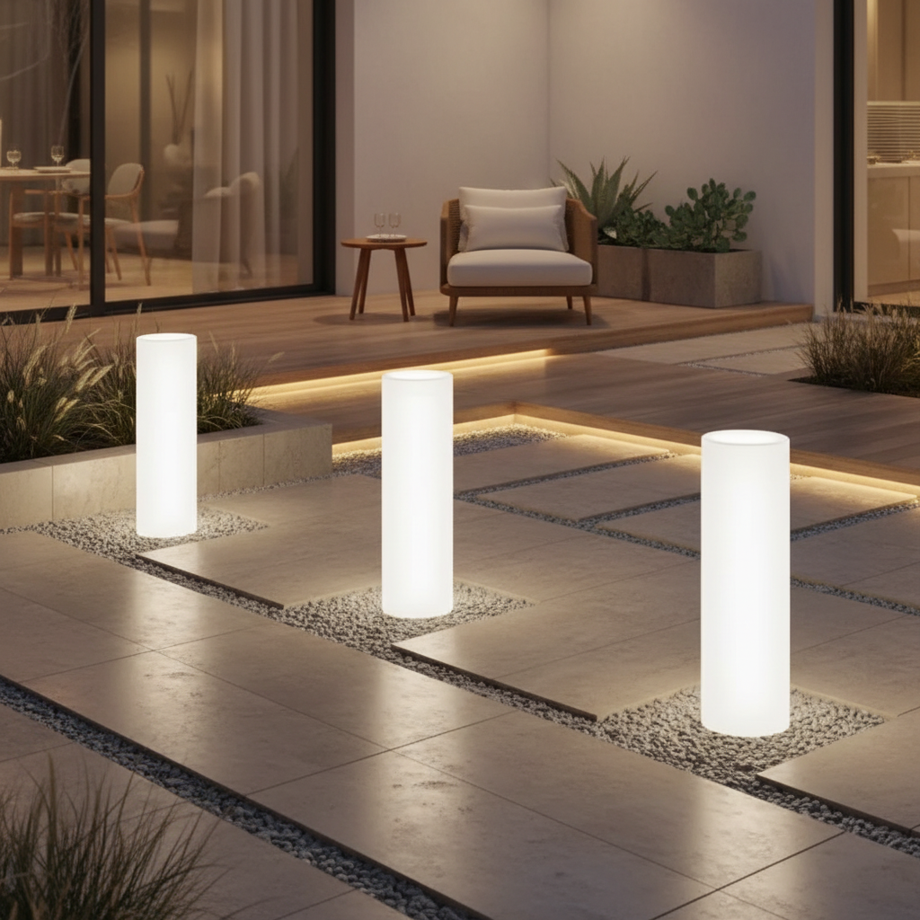 LED Colour Changing Hardwired Outdoor Floor Lamp — Remote Control Garden