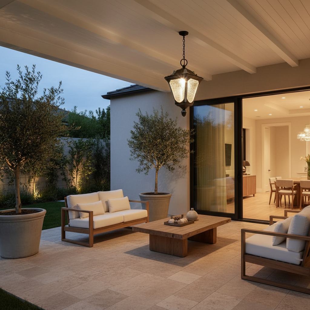 Minimalist Aluminium Outdoor Hanging Wall Light — IP44 Warm White Corridor