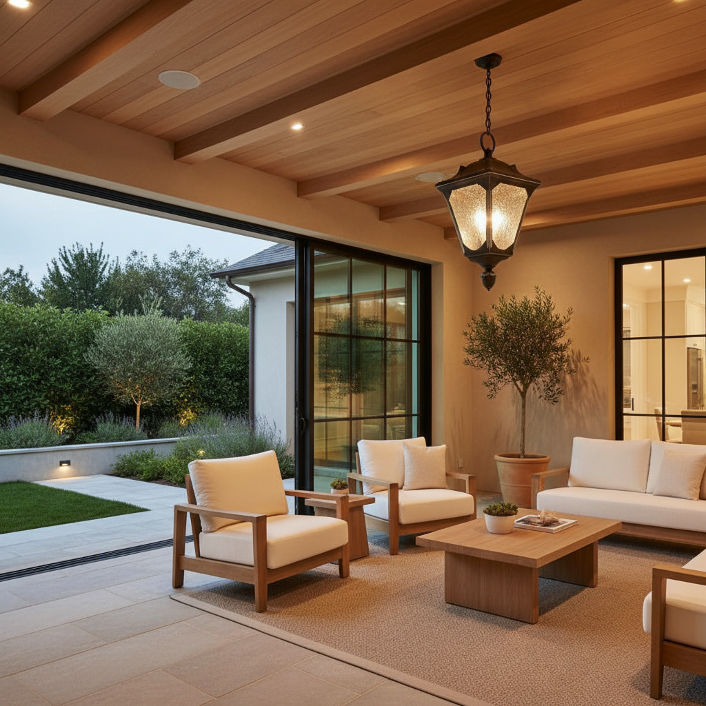 Minimalist Aluminium Outdoor Hanging Wall Light — IP44 Warm White Corridor