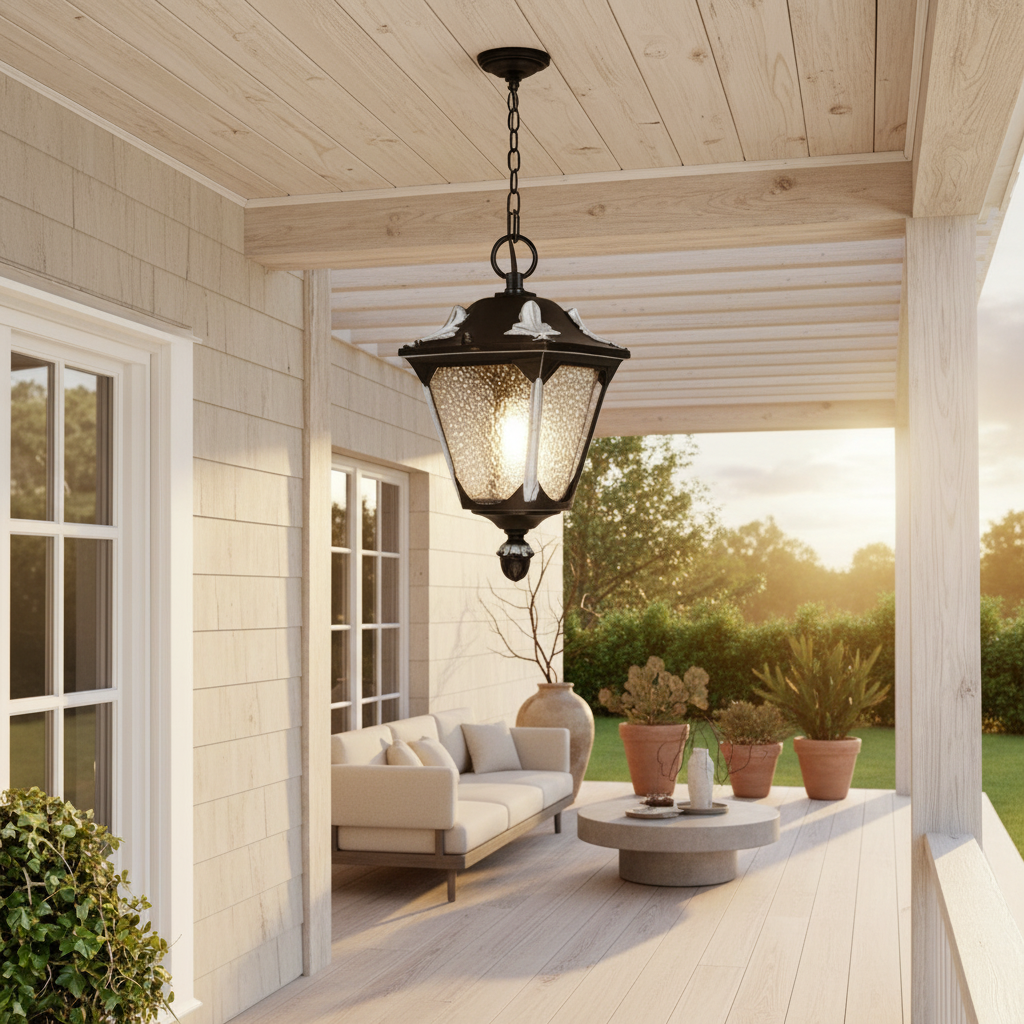 Minimalist Aluminium Outdoor Hanging Wall Light — IP44 Warm White Corridor