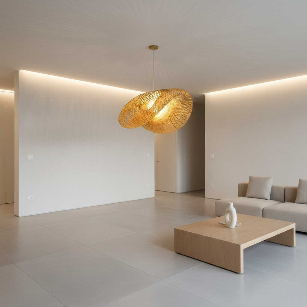 Natural Bamboo Arch Pendant Light — LED Kitchen Rustic Ceiling Fixture