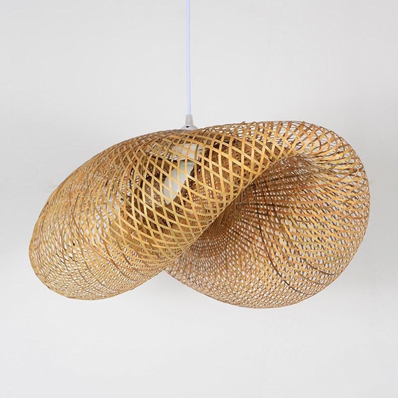 Natural Bamboo Arch Pendant Light — LED Kitchen Rustic Ceiling Fixture