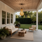 Natural Rattan Gourd Pendant Light — IP65 Indoor Outdoor E27 Warm White