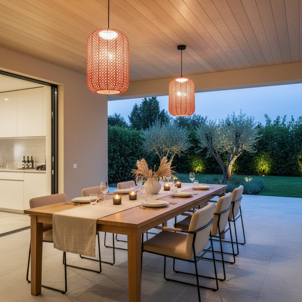 Natural Rattan Waterproof Outdoor Pendant Light — Warm Glow Hanging