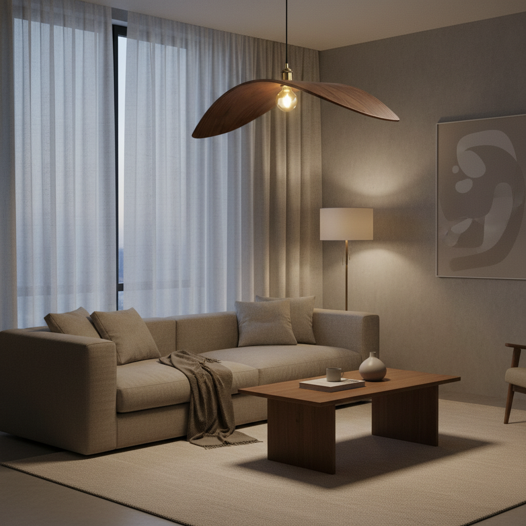 Natural Walnut Leaf 1-Light LED Kitchen Pendant — Wabi-Sabi Inspired