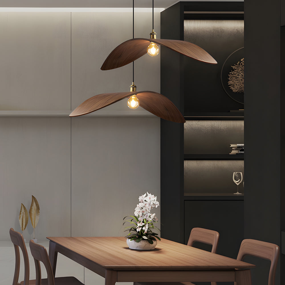 Natural Walnut Leaf 1-Light LED Kitchen Pendant — Wabi-Sabi Inspired