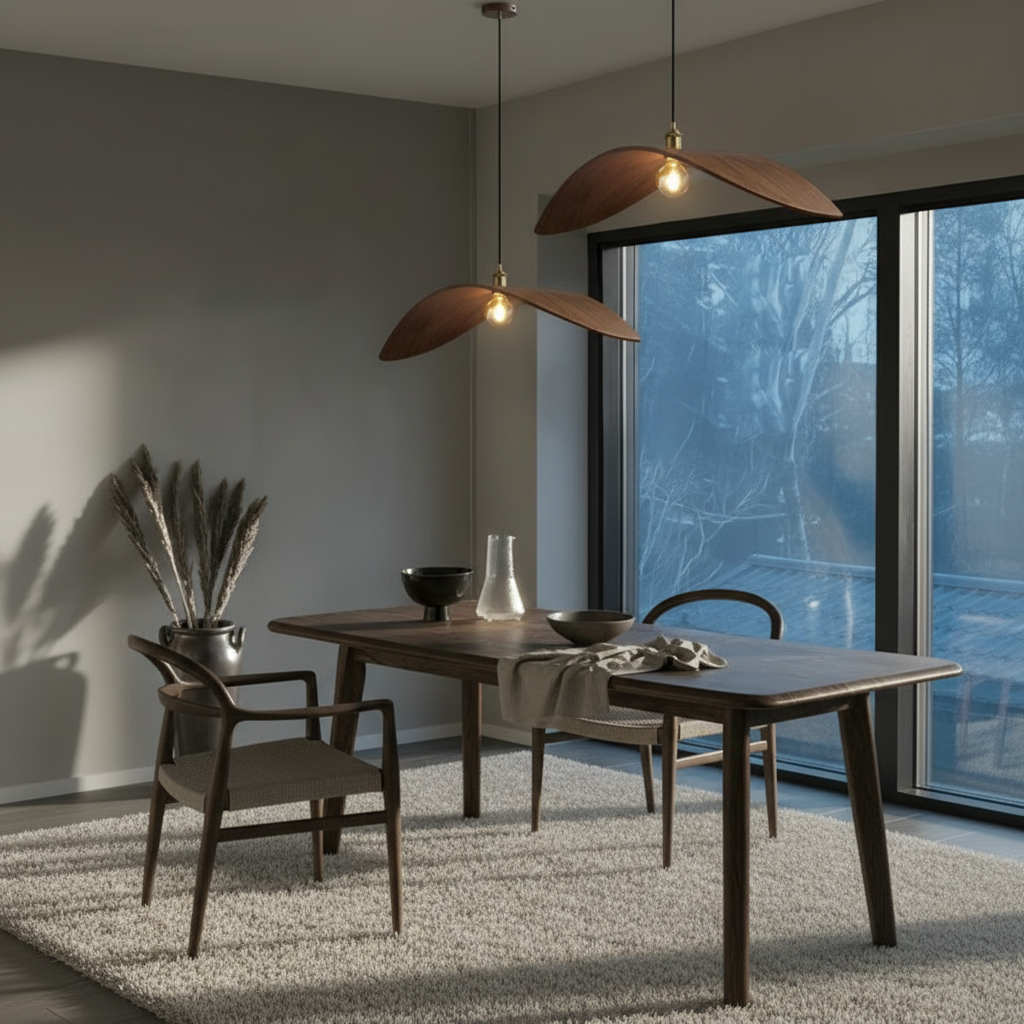 Natural Walnut Leaf 1-Light LED Kitchen Pendant — Wabi-Sabi Inspired