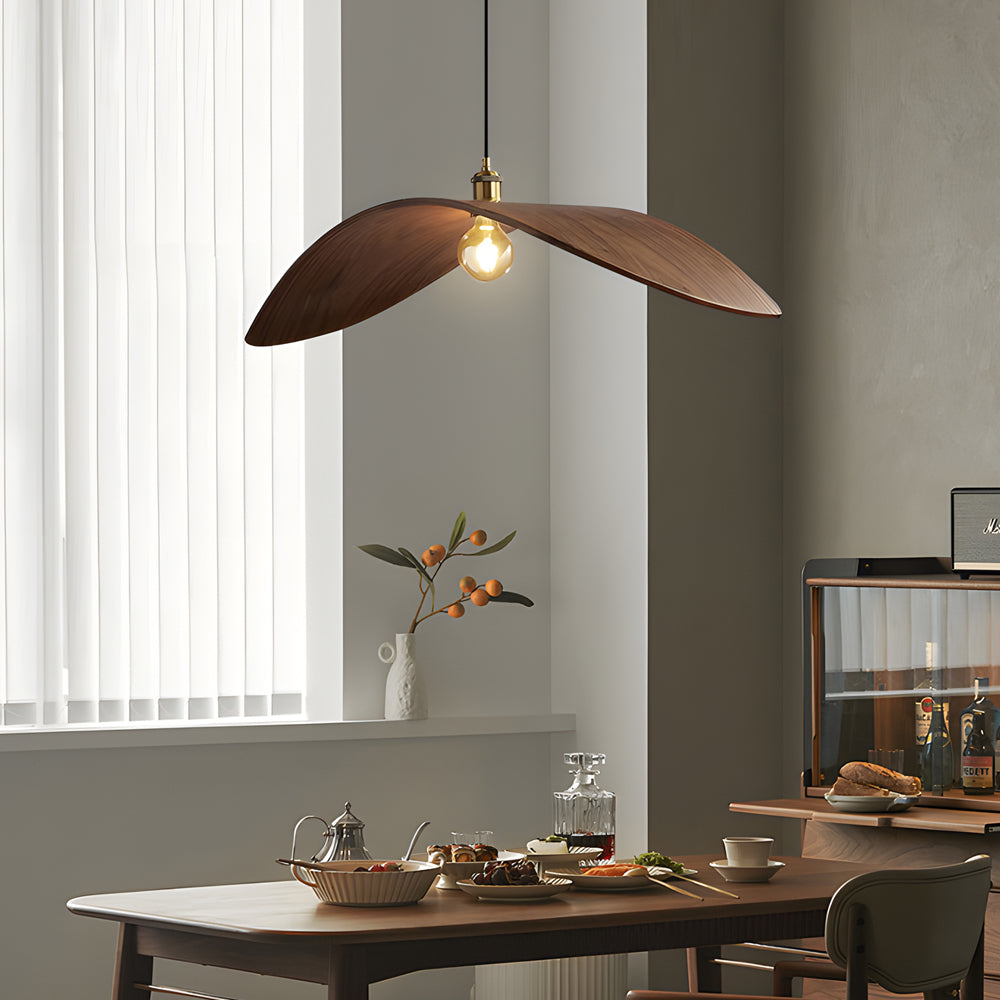 Natural Walnut Leaf 1-Light LED Kitchen Pendant — Wabi-Sabi Inspired