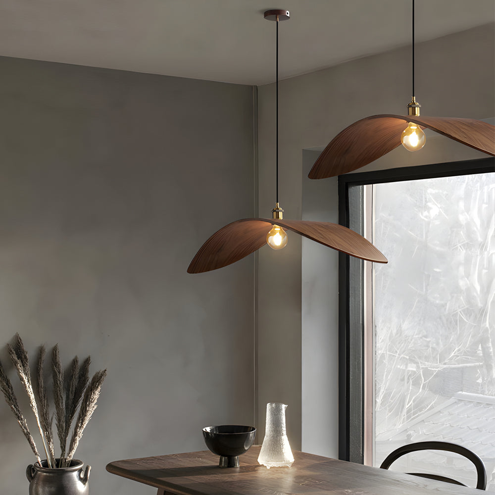Natural Walnut Leaf 1-Light LED Kitchen Pendant — Wabi-Sabi Inspired