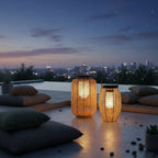 Rattan Solar Outdoor Lantern — Warm White Eco Friendly Portable Garden