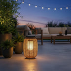 Rattan Solar Outdoor Lantern — Warm White Eco Friendly Portable Garden