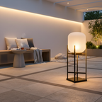 Retro Modern Metal Solar Outdoor Lantern — Dual Power Standing Garden