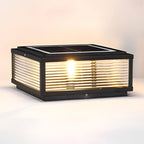 Elegant Solar Garden Lights | Ribbed Glass Outdoor Pillar Light with Versatile Power Options for Ambient Illumination 5