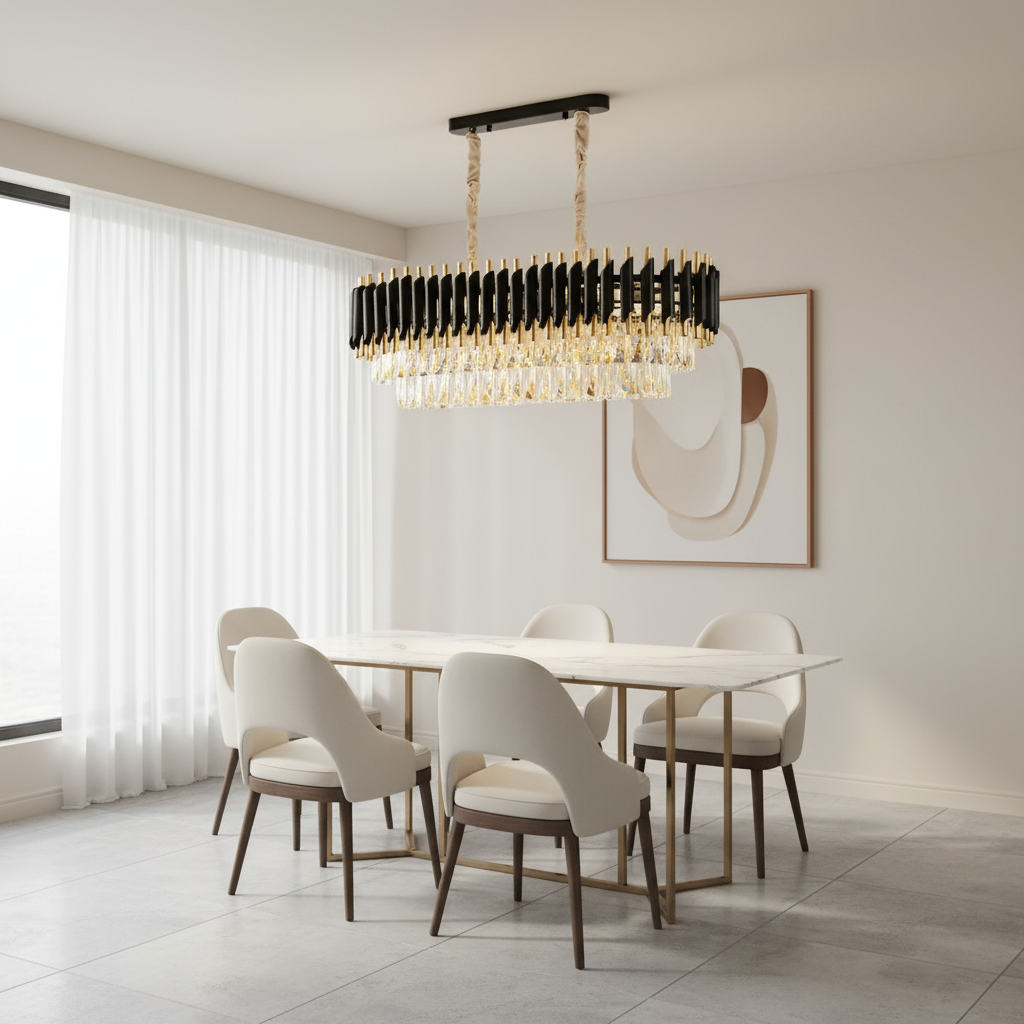 Round Crystal Luxury Chandelier — Dimmable Warm White Modern Interior