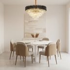 Round Crystal Luxury Chandelier — Dimmable Warm White Modern Interior