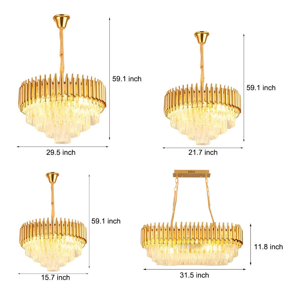 Round Crystal Luxury Chandelier — Dimmable Warm White Modern Interior