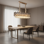 Round Crystal Multi-Light Chandelier — Gold Metal Luxury Drum Ceiling