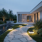Round Solar Garden Stake Lights — Warm Ambient LED Decorative Pathway