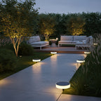 Round Solar Garden Stake Lights — Warm Ambient LED Decorative Pathway