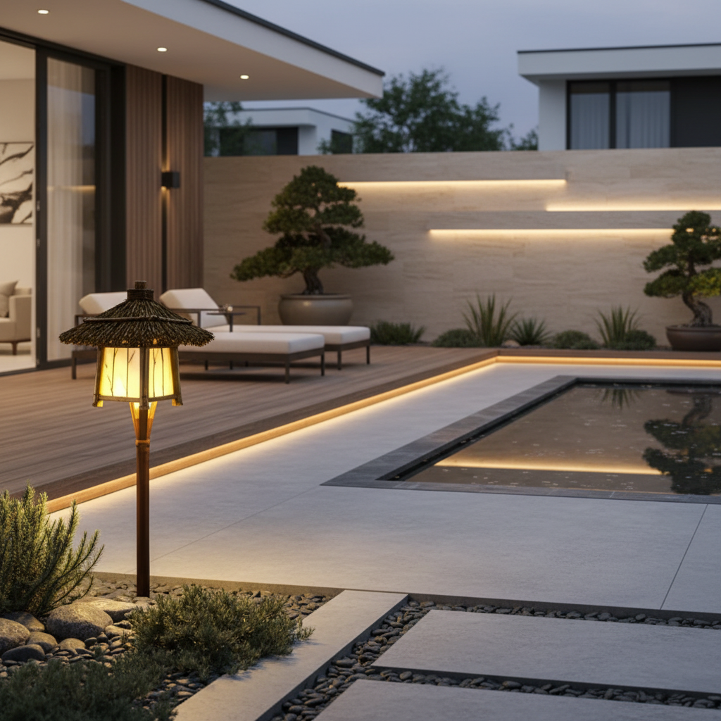 Rustic Bamboo Outdoor Pendant Wall Light — Modern LED Garden Patio