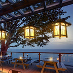 Rustic Bamboo Outdoor Pendant Wall Light — Modern LED Garden Patio