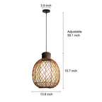 Rustic Iron Rattan Shade Outdoor Pendant Lantern — Modern Garden Light