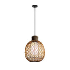 Rustic Iron Rattan Shade Outdoor Pendant Lantern — Modern Garden Light