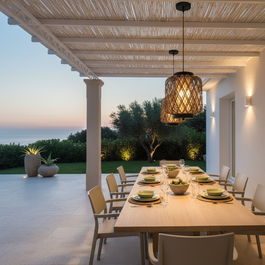 Rustic Rattan Outdoor Pendant Light — E27 Compatible Corridor Hanging