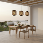 Rustic Rattan Outdoor Pendant Light — E27 Compatible Corridor Hanging