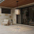 Rustic Rattan Outdoor Pendant Light — E27 Compatible Corridor Hanging