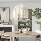 Rustic Wooden Candlestick E14 Chandelier — Adjustable Chain Retro Style