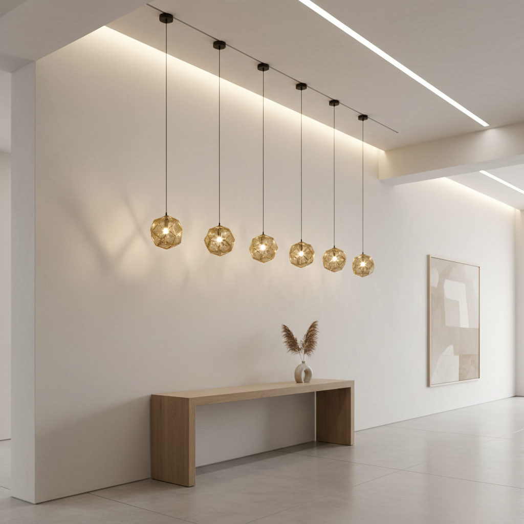 Silver Geometric Metal Shade Pendant Light — Contemporary Kitchen LED