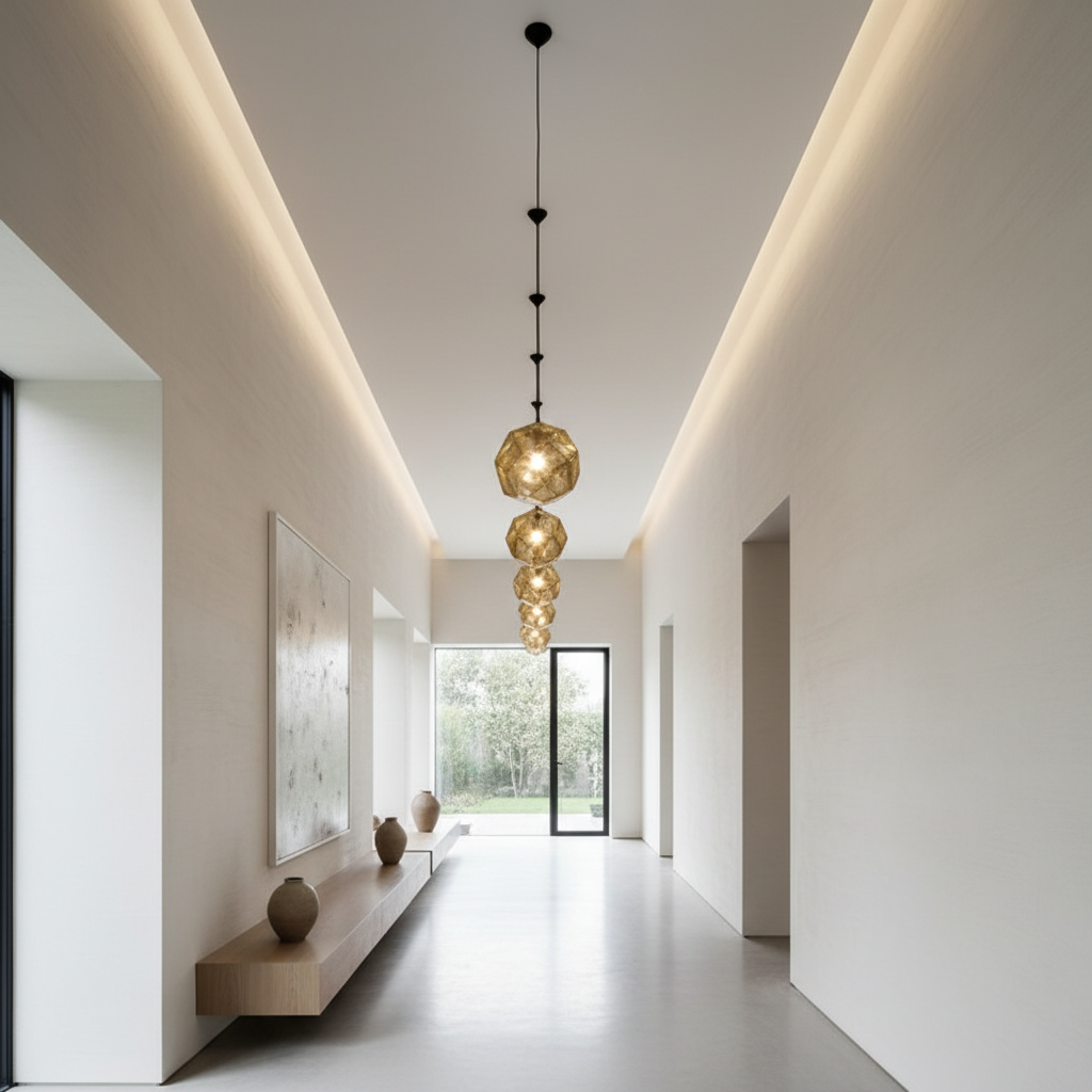 Silver Geometric Metal Shade Pendant Light — Contemporary Kitchen LED