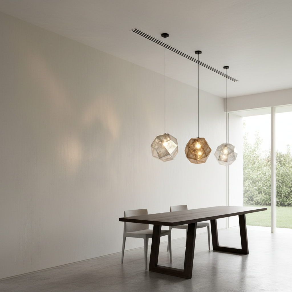 Silver Geometric Metal Shade Pendant Light — Contemporary Kitchen LED