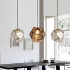 Silver Geometric Metal Shade Pendant Light — Contemporary Kitchen LED