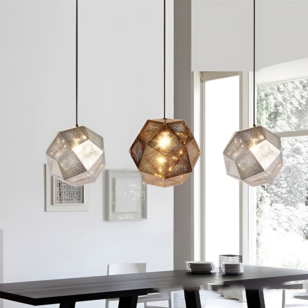 Silver Geometric Metal Shade Pendant Light — Contemporary Kitchen LED