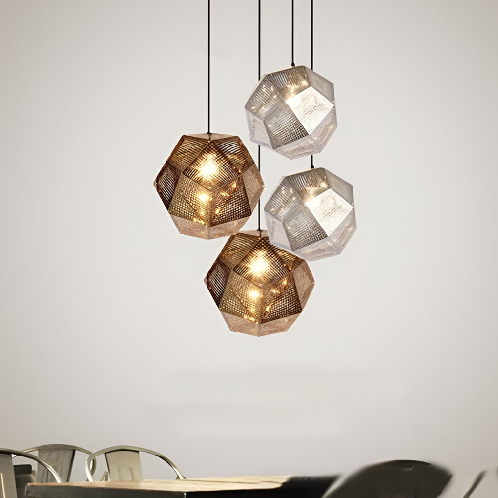 Silver Geometric Metal Shade Pendant Light — Contemporary Kitchen LED