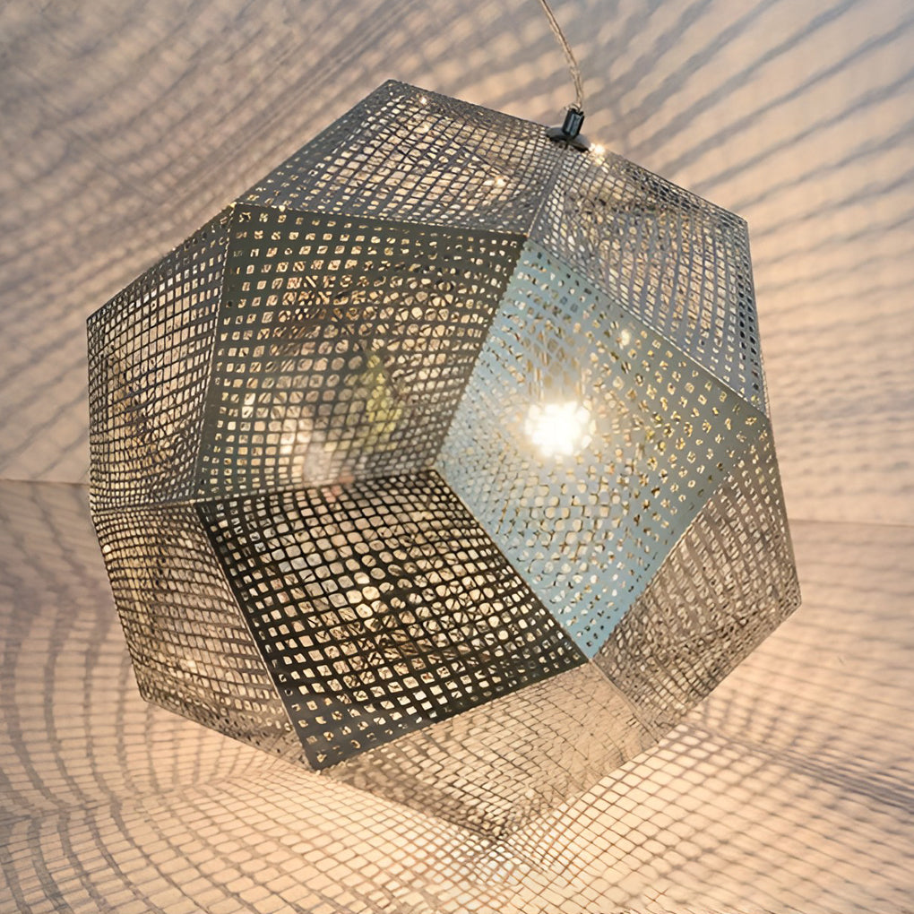 Silver Geometric Metal Shade Pendant Light — Contemporary Kitchen LED