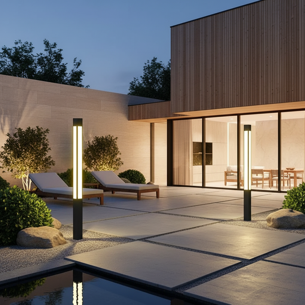 Solar Aluminium Garden Bollard Light — Weatherproof Modern Pathway