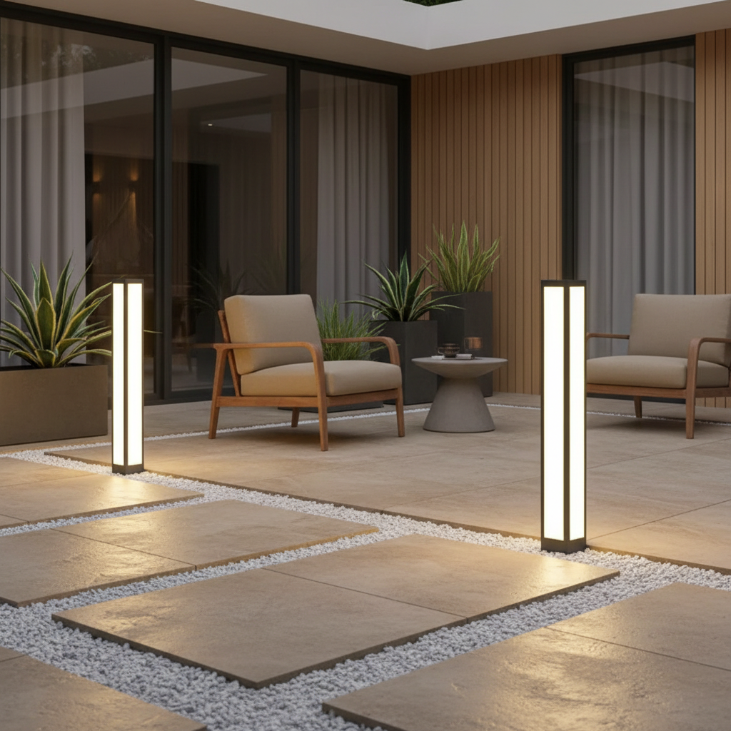 Solar Aluminium Garden Bollard Light — Weatherproof Modern Pathway