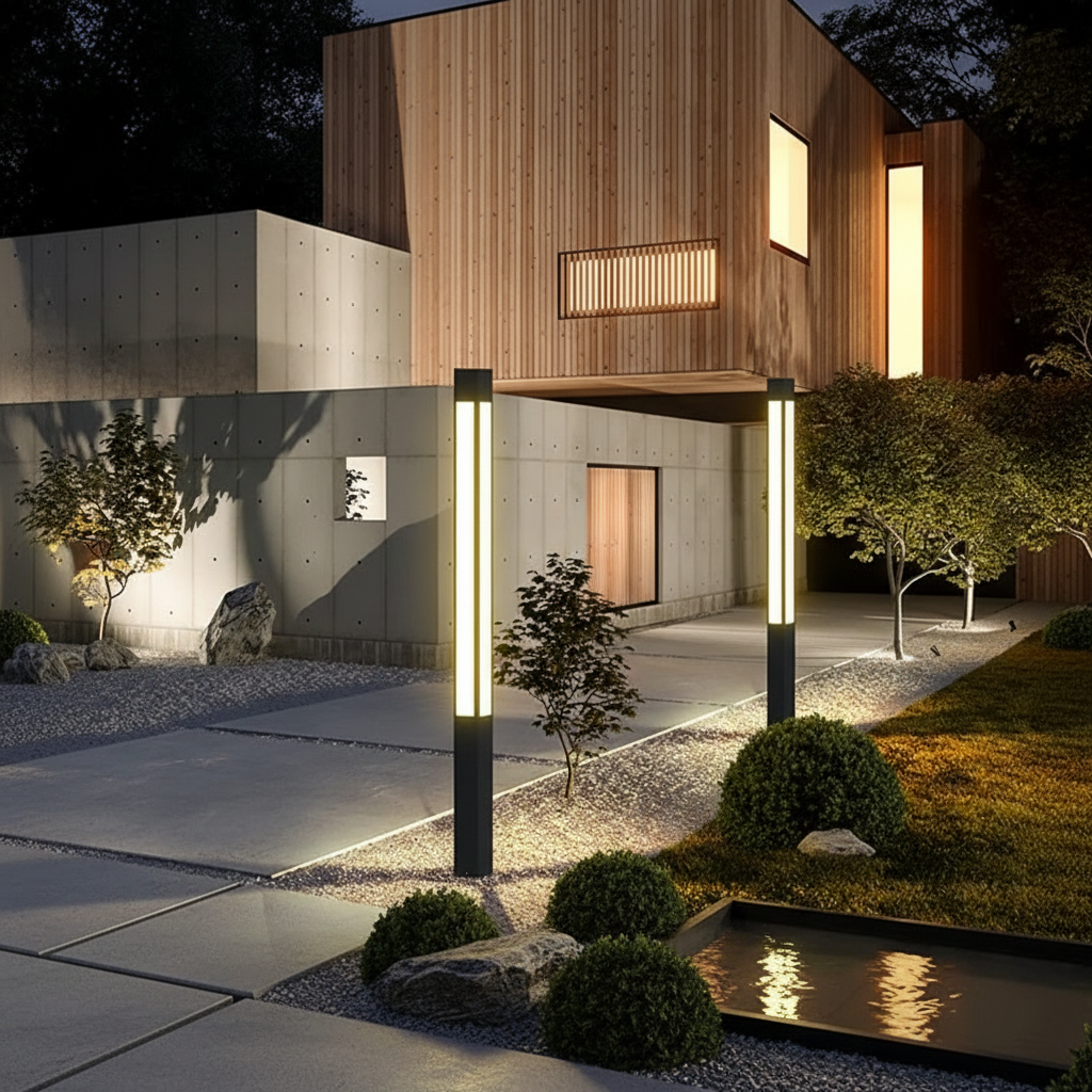 Solar Aluminium Garden Bollard Light — Weatherproof Modern Pathway