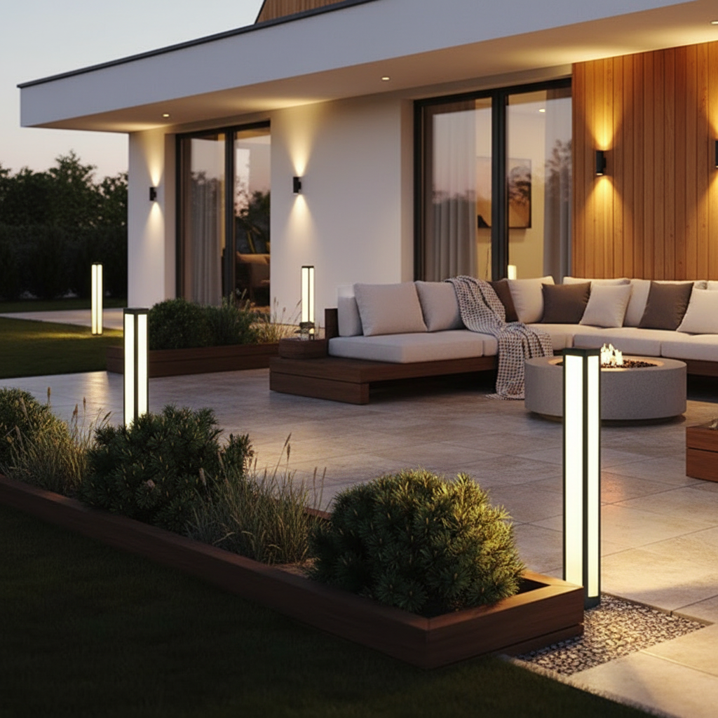 Solar Aluminium Garden Bollard Light — Weatherproof Modern Pathway